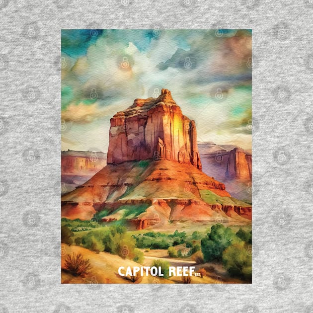 Capitol Reef National Park Watercolor by Surrealcoin777